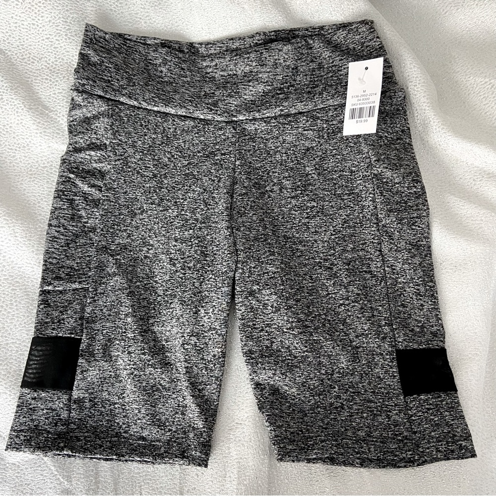 NWT YMI Grey Biker Shorts with Pockets & Mesh Side